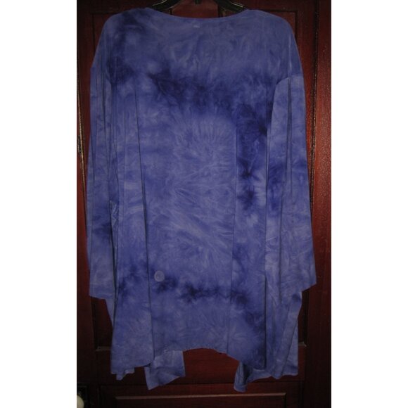 Catherines Plus 4X 30W 32W Stretch Top Blouse Cardigan Twinset Ombre Embroidered - Picture 2 of 3